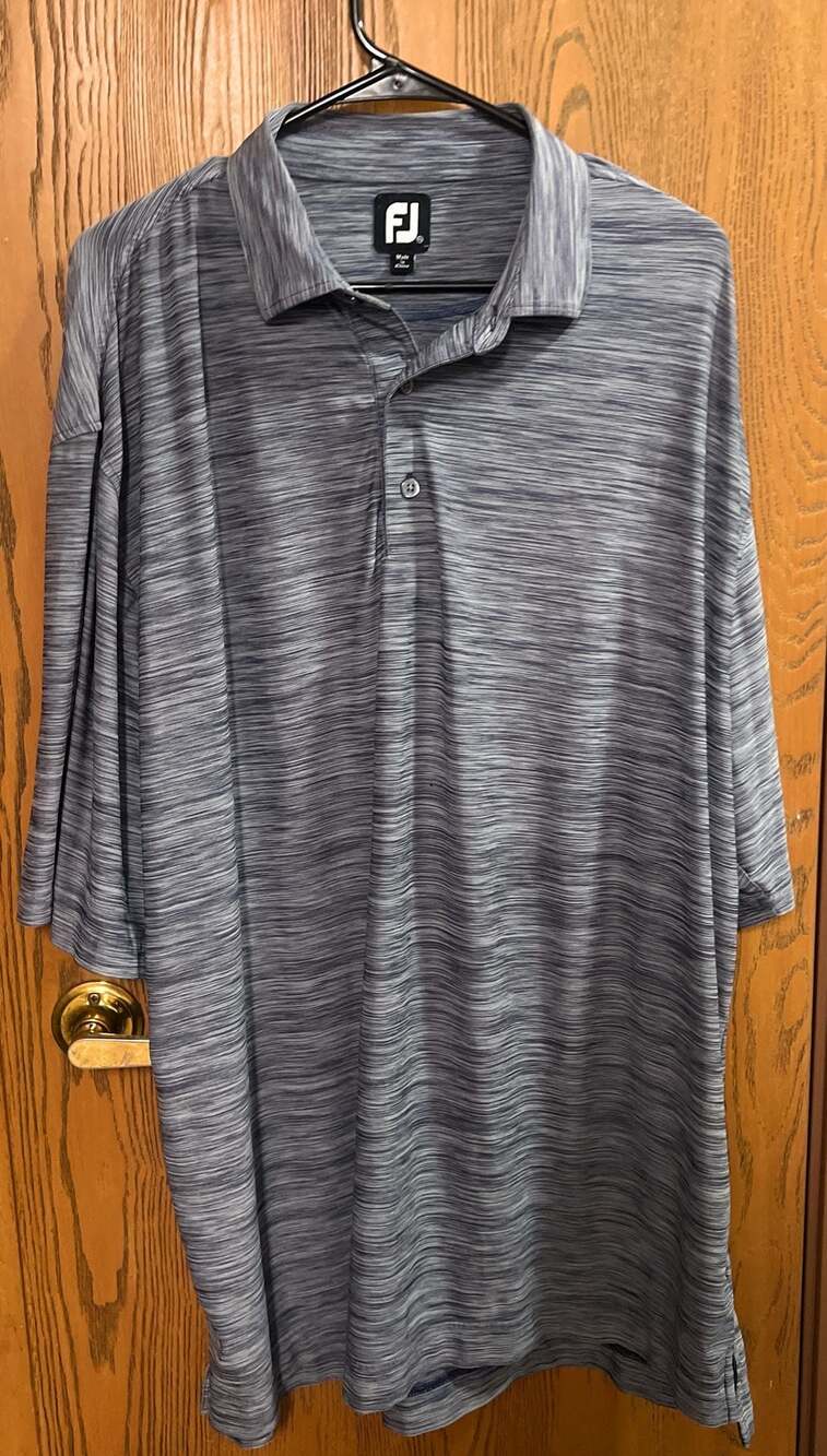 FootJoy Men's Short Sleeve Space Dye Performance Golf Polo Shirt Gray Size XXXL